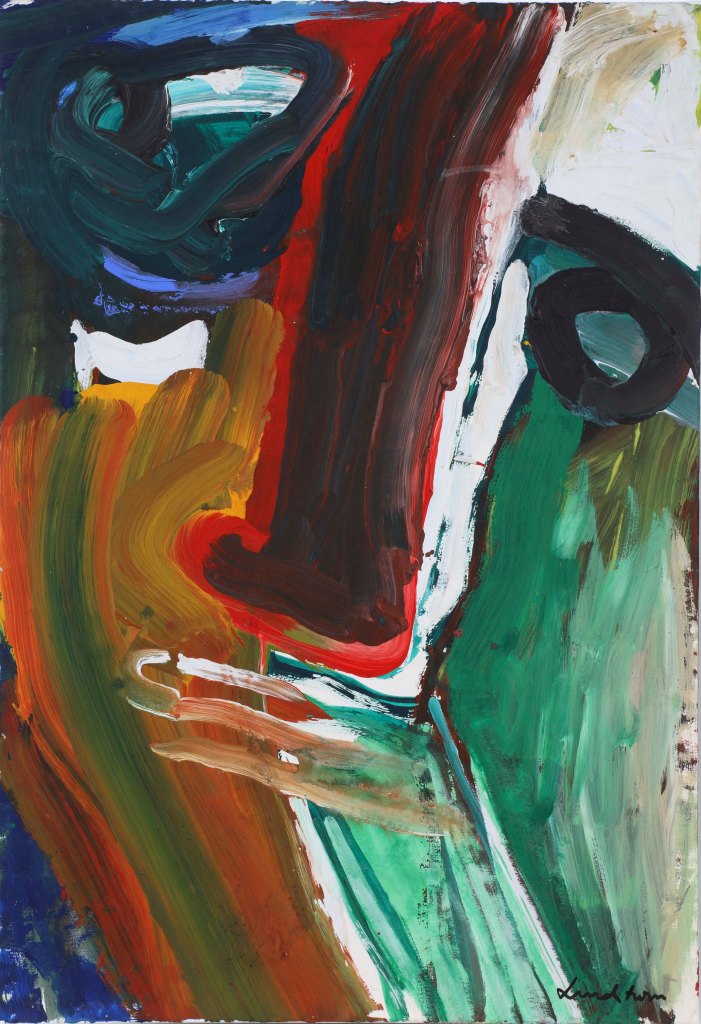 Face, Gouache on paper on canvas, 91x63 cm